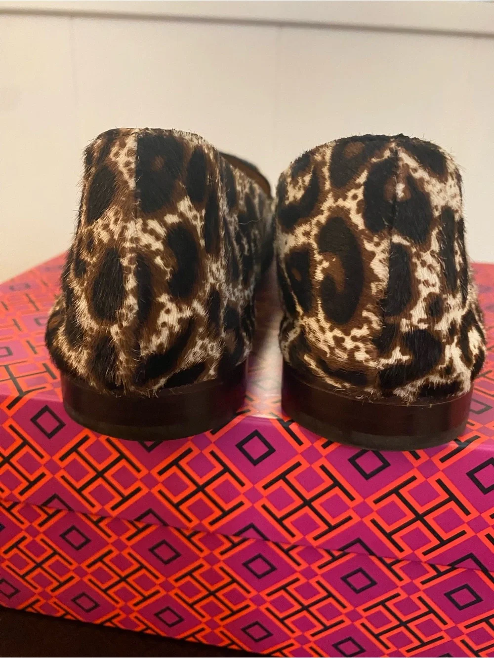 Tory Burch Metal Miller Loafer Printed Baby Haircalf Cream Leopard / Gold Sz 10